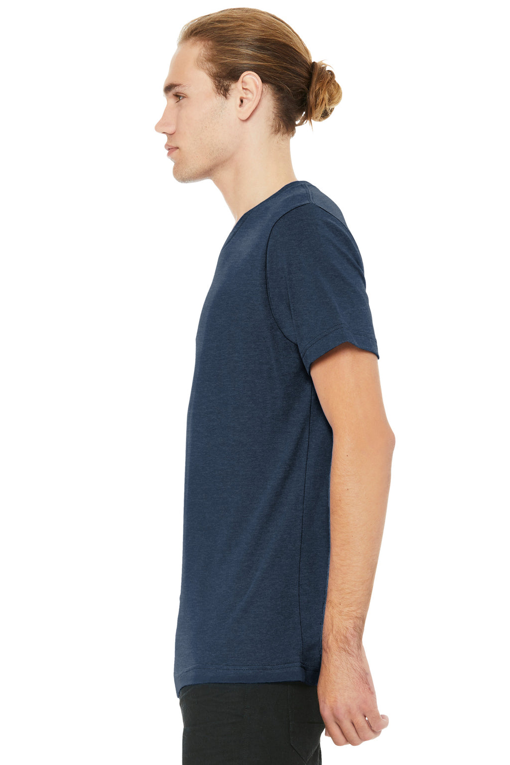 BELLA+CANVAS Unisex Heather CVC V-Neck Tee BC3005CVC - Heather Navy - side