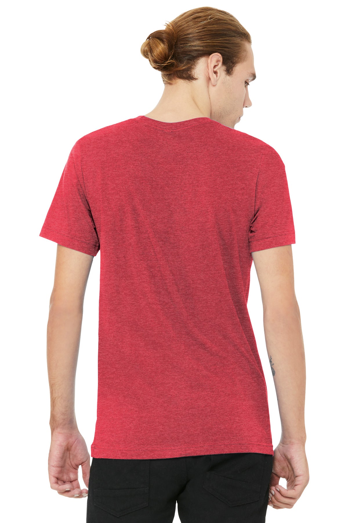 BELLA+CANVAS Unisex Heather CVC V-Neck Tee BC3005CVC - Heather Red - back