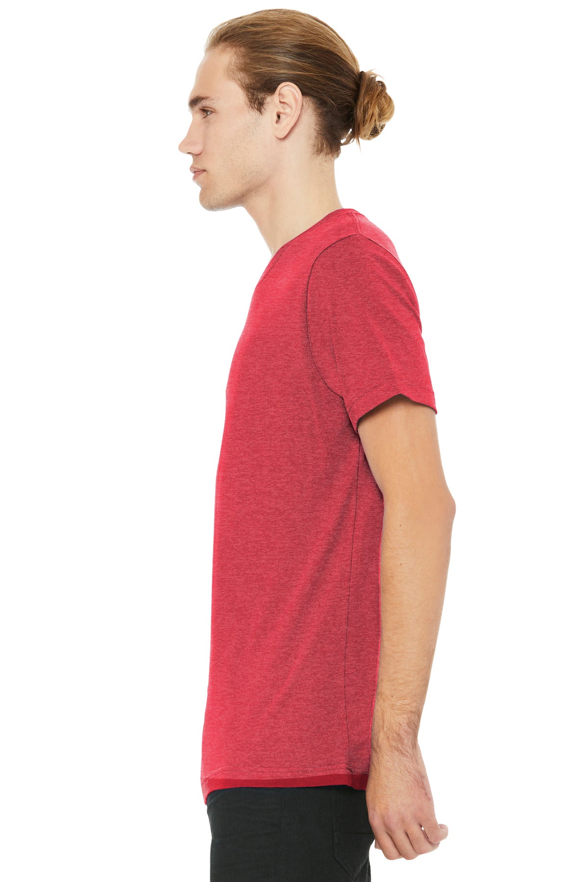 BELLA+CANVAS Unisex Heather CVC V-Neck Tee BC3005CVC - Heather Red - side