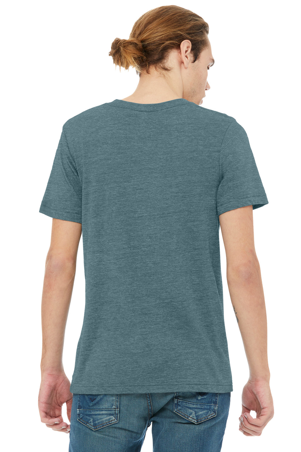 BELLA+CANVAS Unisex Heather CVC V-Neck Tee BC3005CVC - Heather Slate - back