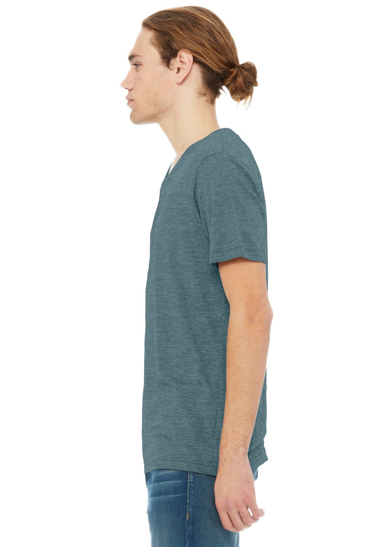 BELLA+CANVAS Unisex Heather CVC V-Neck Tee BC3005CVC - Heather Slate - side