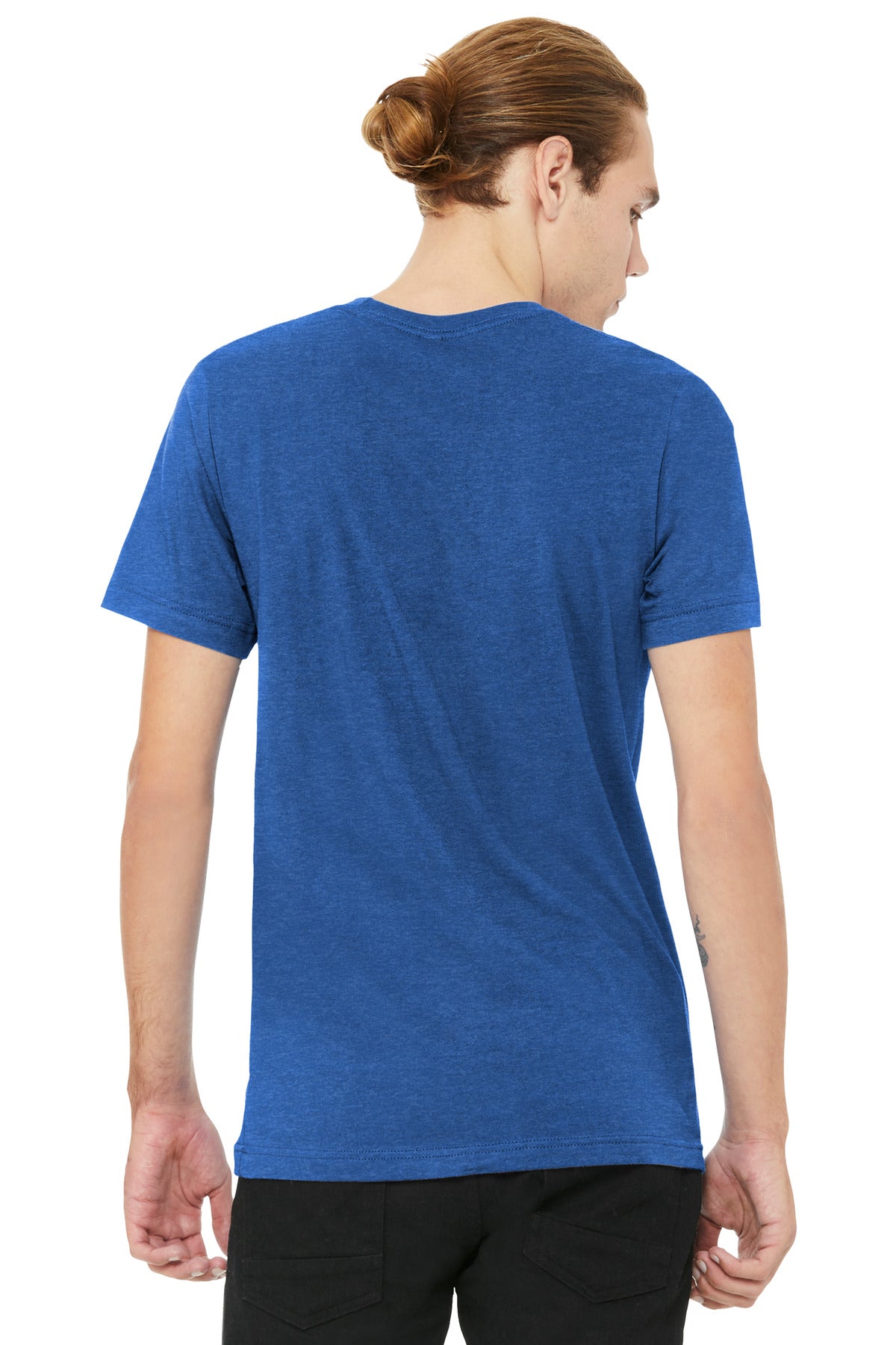 BELLA+CANVAS Unisex Heather CVC V-Neck Tee BC3005CVC - Heather True Royal - back