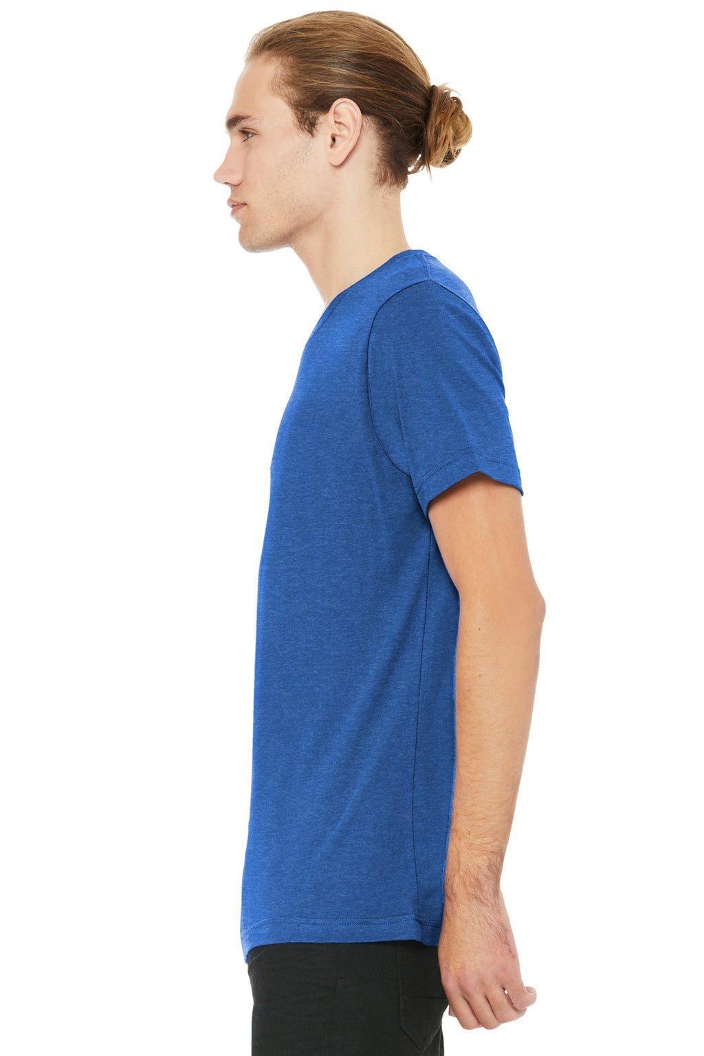 BELLA+CANVAS Unisex Heather CVC V-Neck Tee BC3005CVC - Heather True Royal - side