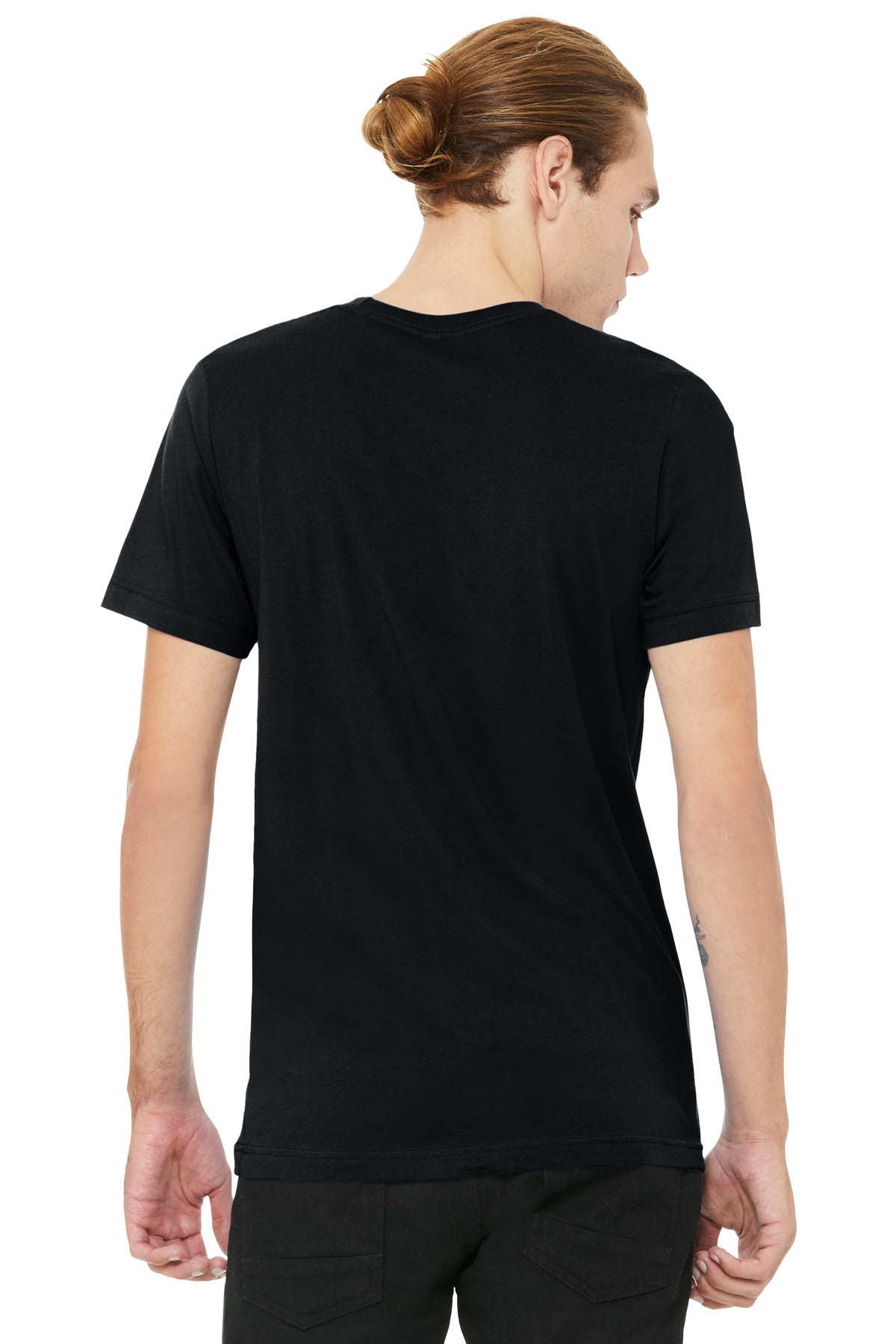 BELLA+CANVAS Unisex Heather CVC V-Neck Tee BC3005CVC - Solid Black Blend - back