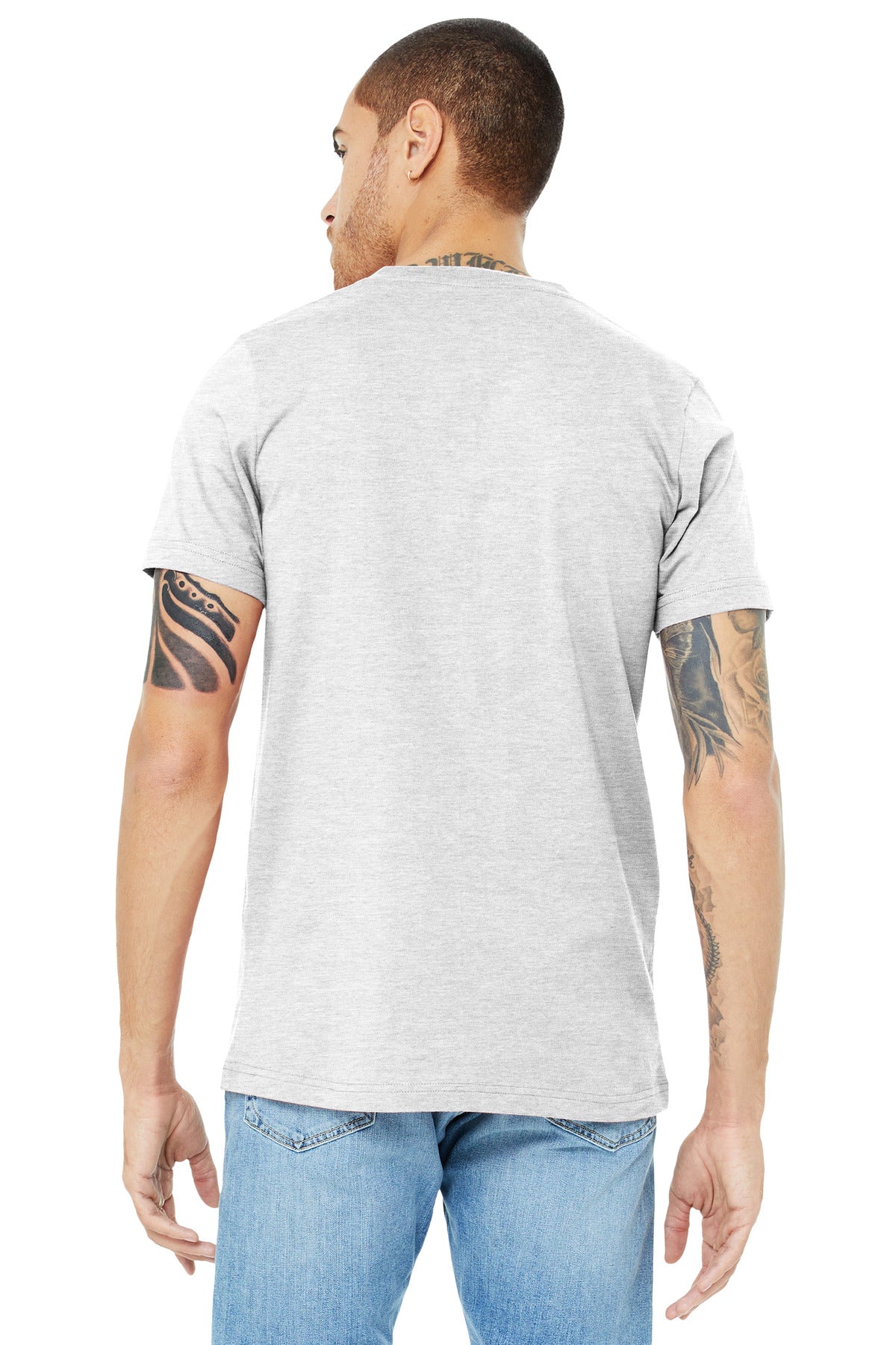 BELLA+CANVAS Unisex Jersey Short Sleeve V-Neck Tee. BC3005 - Ash - back
