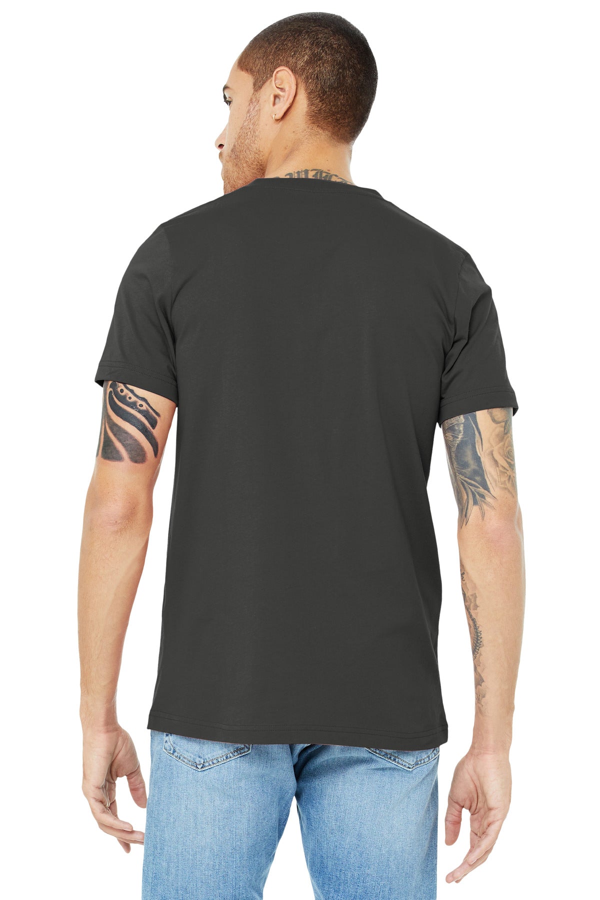 BELLA+CANVAS Unisex Jersey Short Sleeve V-Neck Tee. BC3005 - Asphalt - back