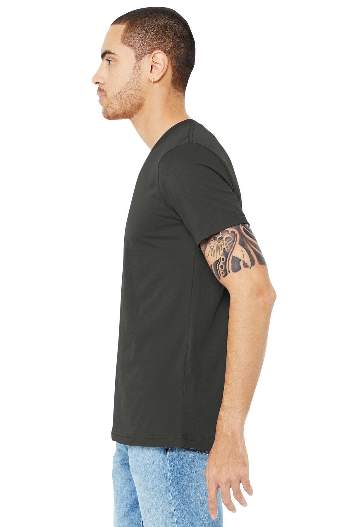 BELLA+CANVAS Unisex Jersey Short Sleeve V-Neck Tee. BC3005 - Asphalt - side