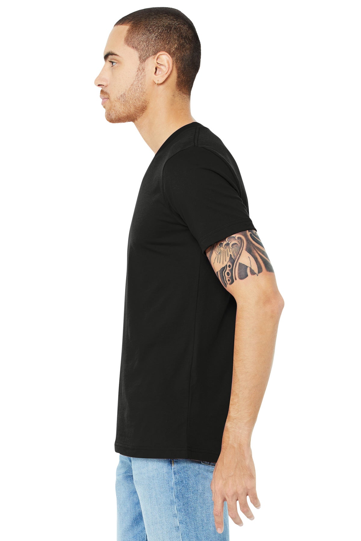 BELLA+CANVAS Unisex Jersey Short Sleeve V-Neck Tee. BC3005 - Black - side