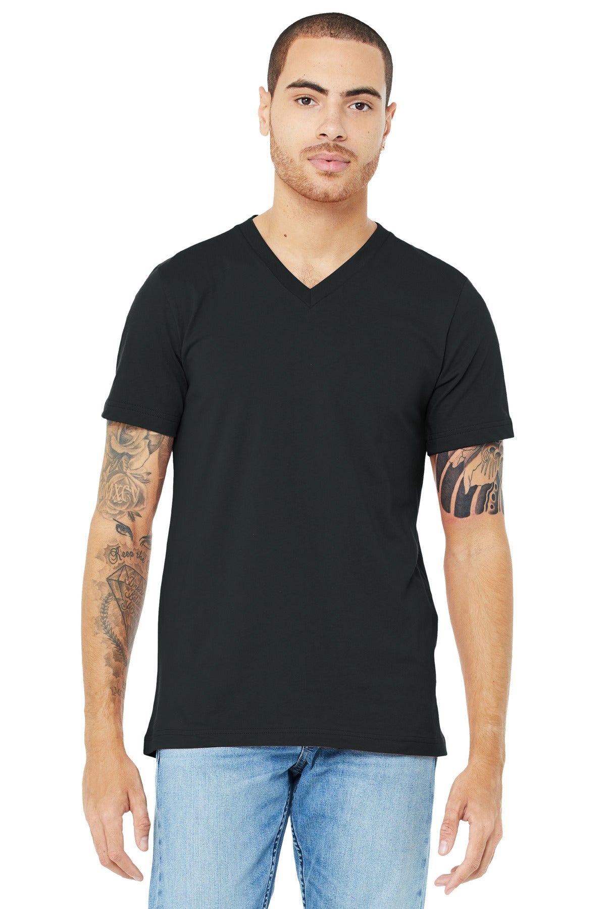 BELLA+CANVAS Unisex Jersey Short Sleeve V-Neck Tee. BC3005 - Dark Grey - front