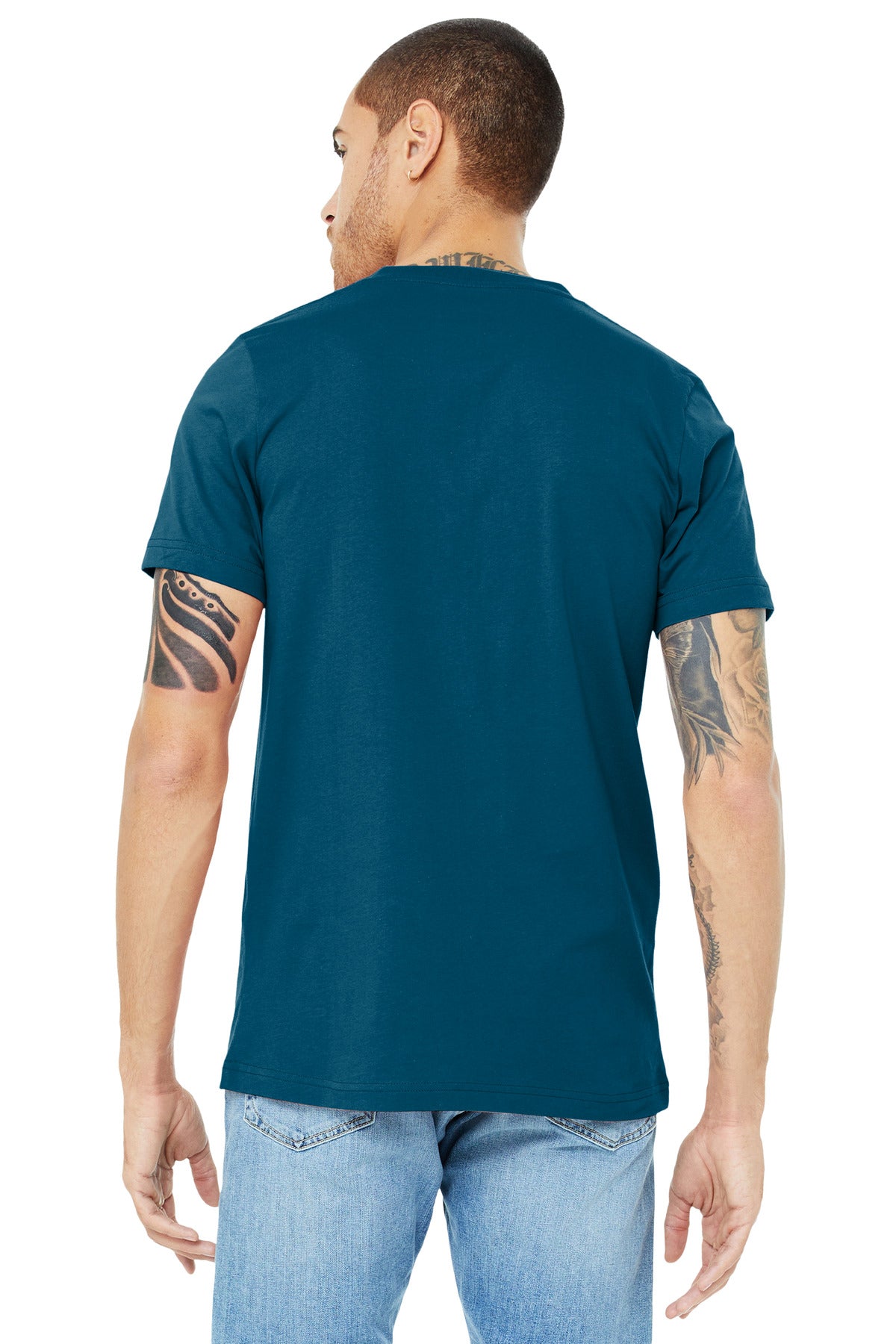 BELLA+CANVAS Unisex Jersey Short Sleeve V-Neck Tee. BC3005 - Deep Teal - back