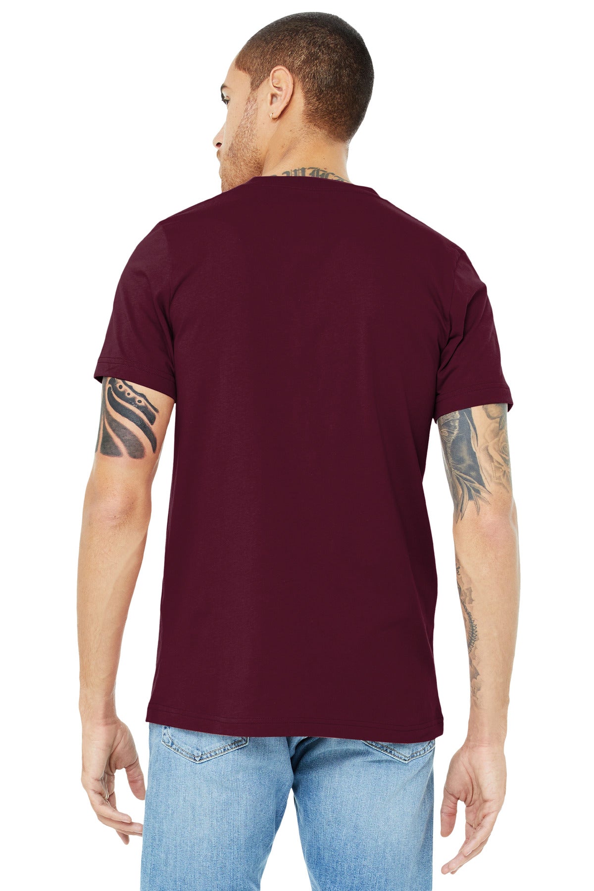 BELLA+CANVAS Unisex Jersey Short Sleeve V-Neck Tee. BC3005 - Maroon - back