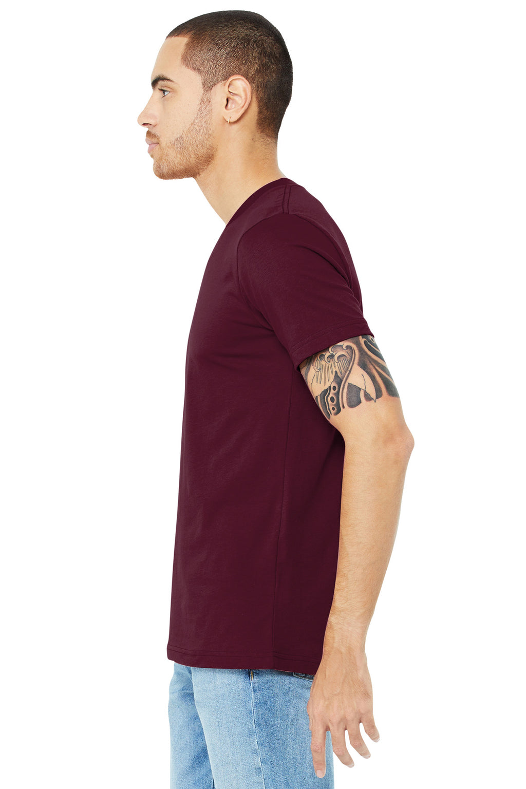 BELLA+CANVAS Unisex Jersey Short Sleeve V-Neck Tee. BC3005 - Maroon - side