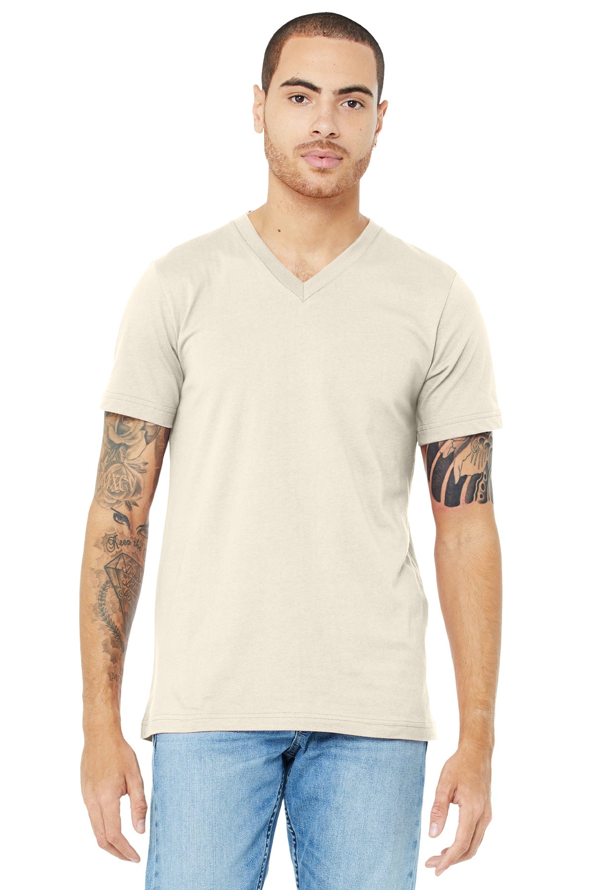 BELLA+CANVAS Unisex Jersey Short Sleeve V-Neck Tee. BC3005 - Natural - front