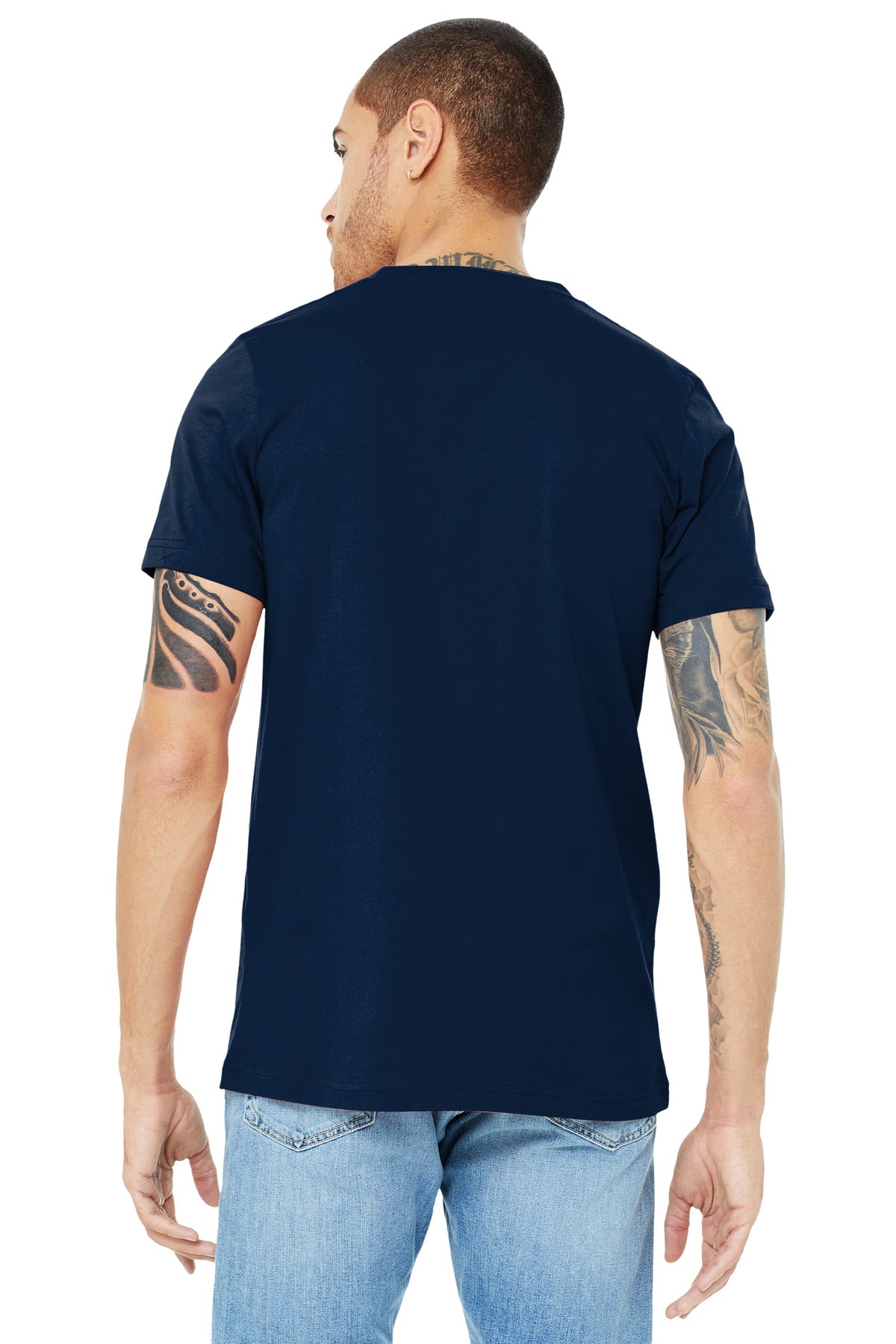 BELLA+CANVAS Unisex Jersey Short Sleeve V-Neck Tee. BC3005 - Navy - back