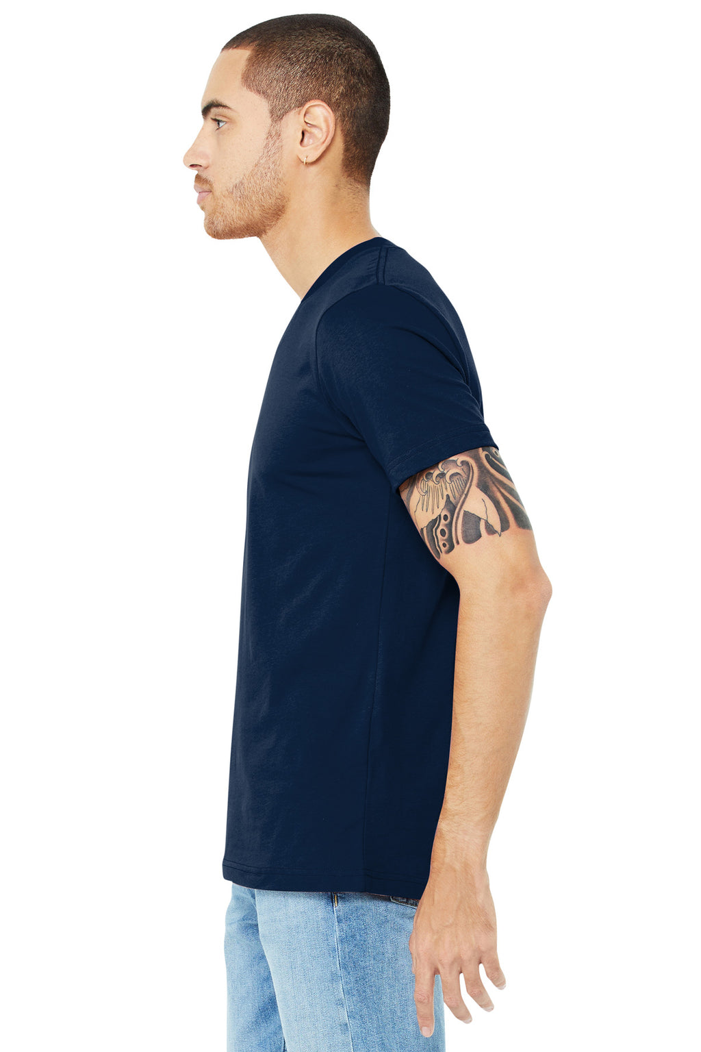 BELLA+CANVAS Unisex Jersey Short Sleeve V-Neck Tee. BC3005 - Navy - side