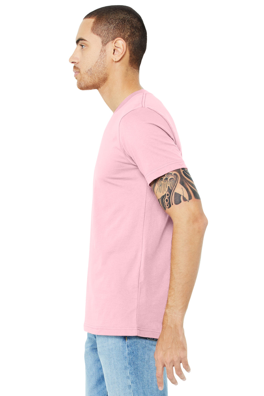 BELLA+CANVAS Unisex Jersey Short Sleeve V-Neck Tee. BC3005 - Pink - side