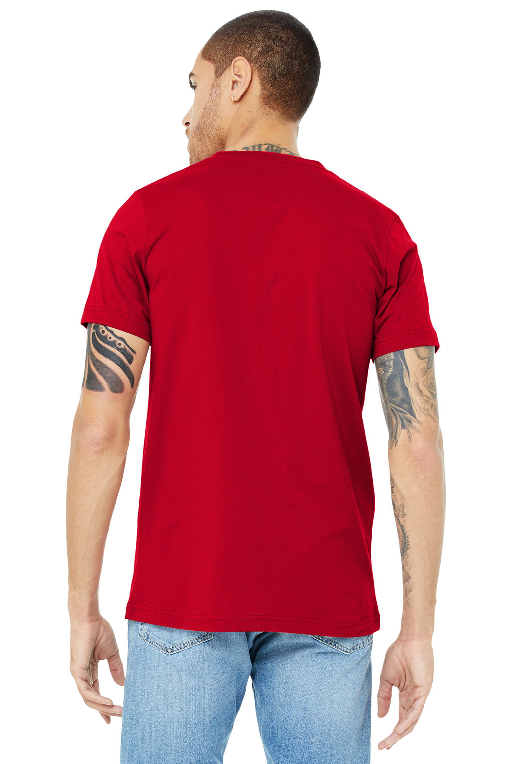 BELLA+CANVAS Unisex Jersey Short Sleeve V-Neck Tee. BC3005 - Red - back