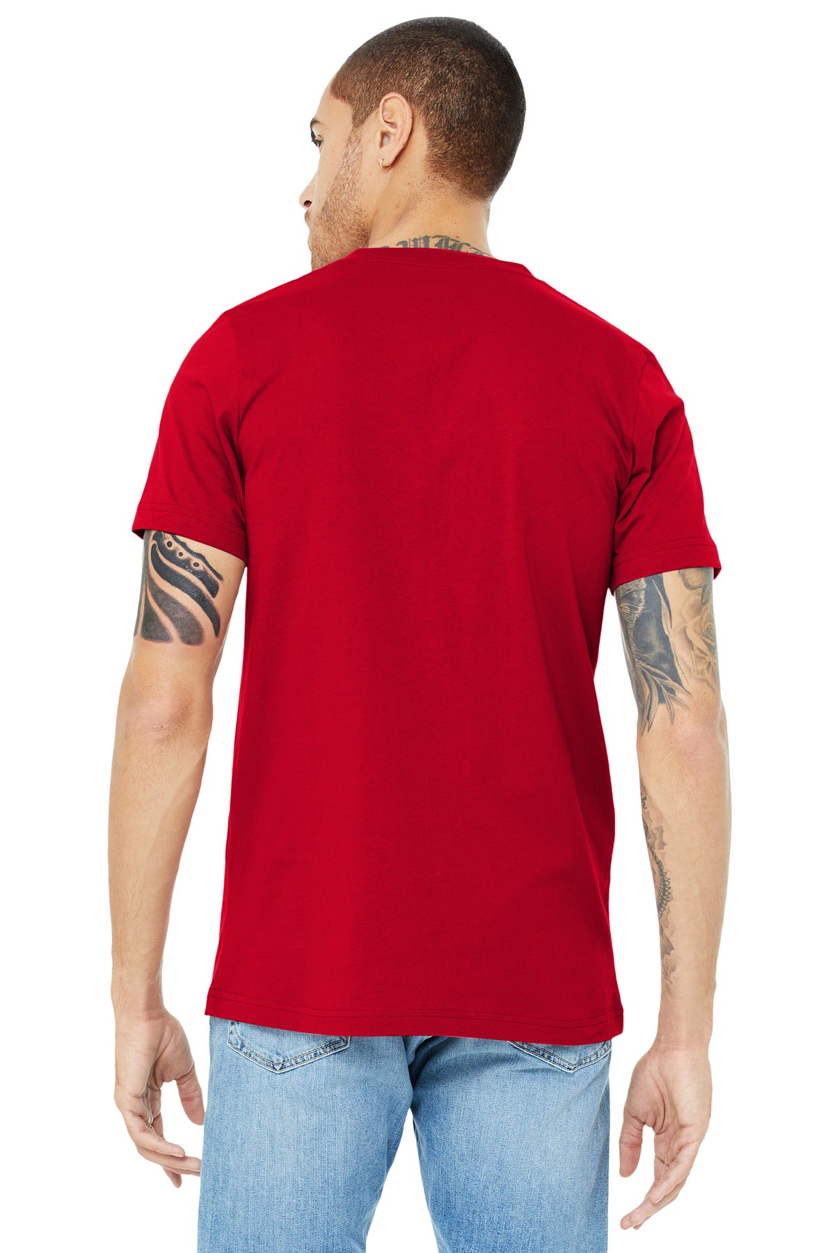 BELLA+CANVAS Unisex Jersey Short Sleeve V-Neck Tee. BC3005 - Red - back