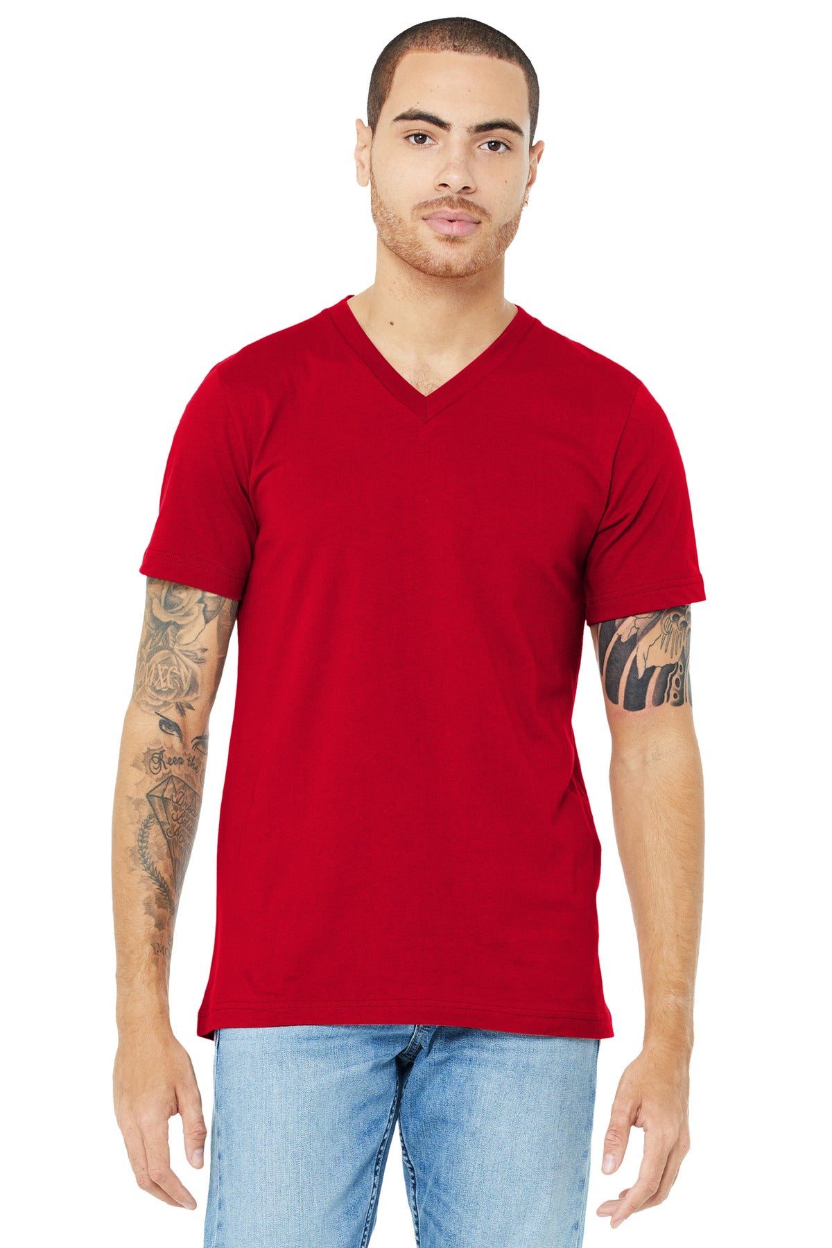 BELLA+CANVAS Unisex Jersey Short Sleeve V-Neck Tee. BC3005 - Red - front