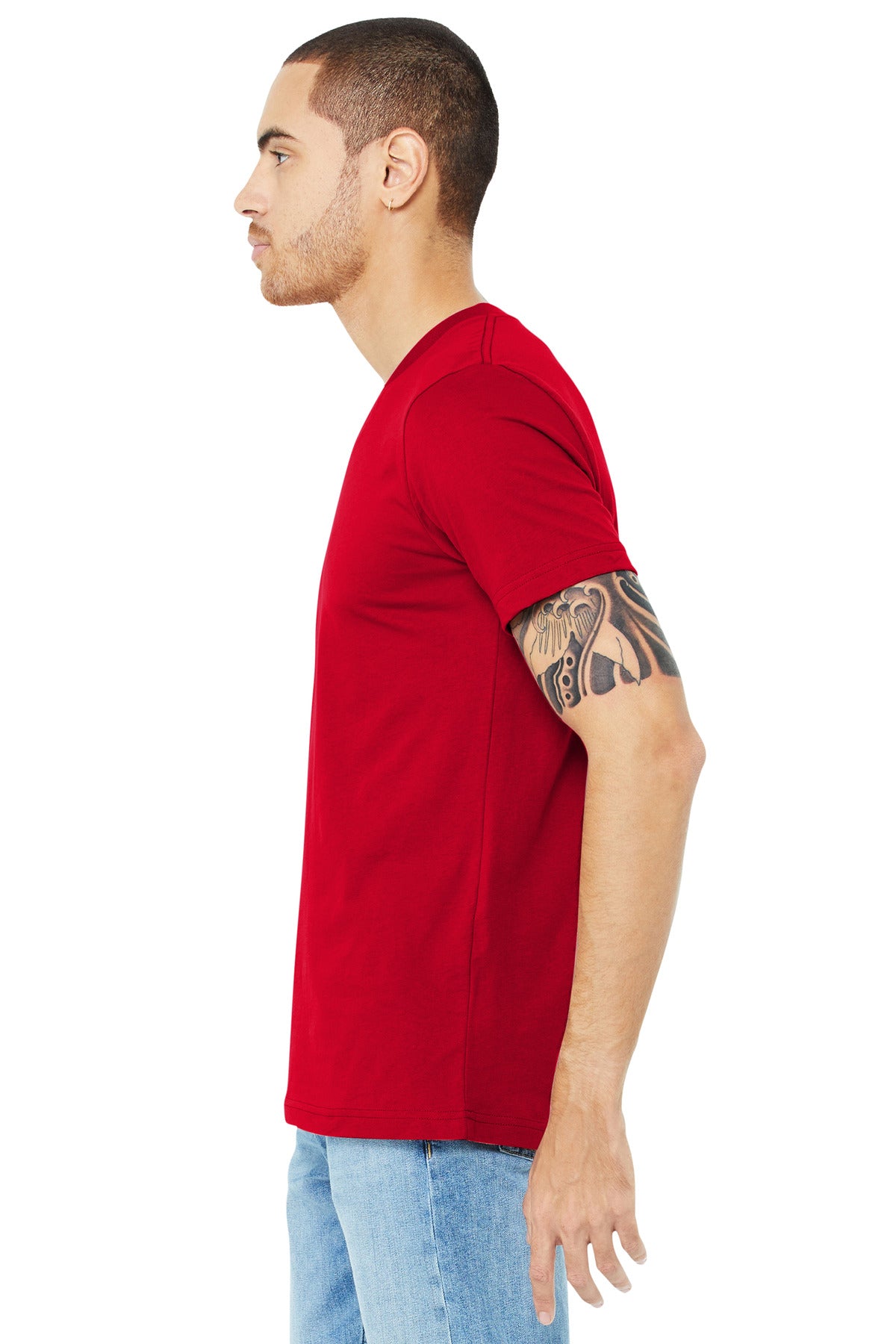 BELLA+CANVAS Unisex Jersey Short Sleeve V-Neck Tee. BC3005 - Red - side