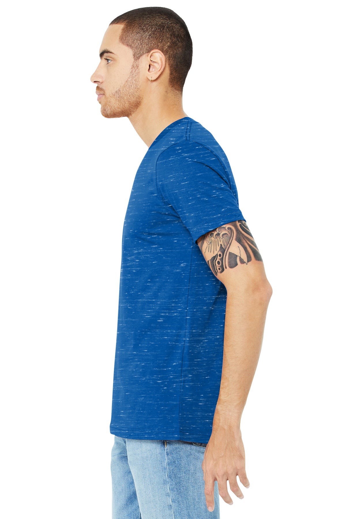 BELLA+CANVAS Unisex Jersey Short Sleeve V-Neck Tee. BC3005 - True Royal Marble - side