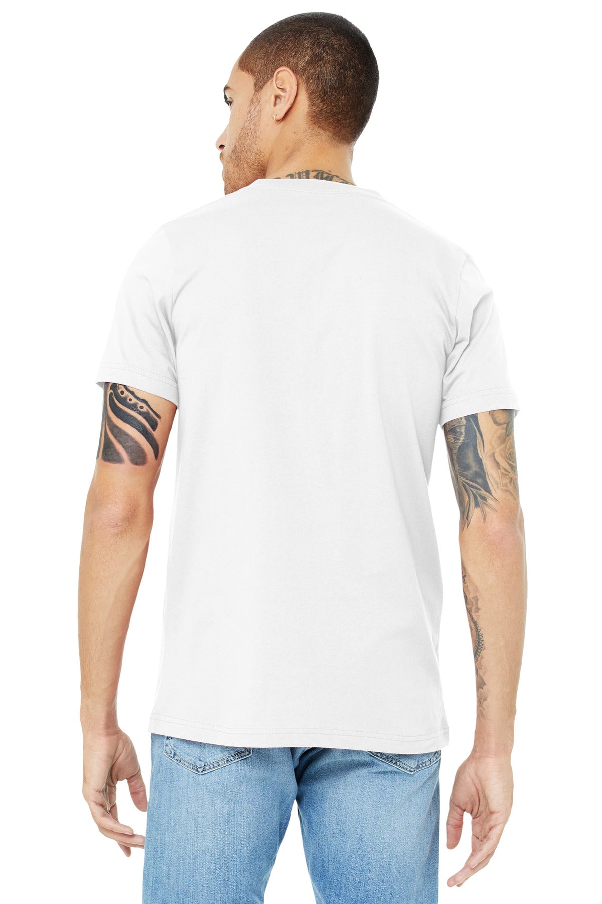 BELLA+CANVAS Unisex Jersey Short Sleeve V-Neck Tee. BC3005 - White - back