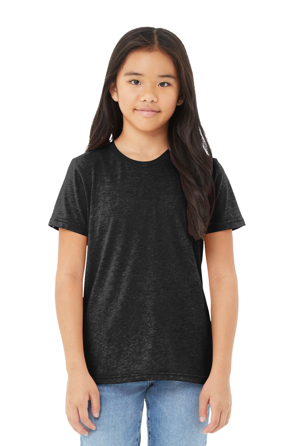 BELLA+CANVAS Youth Triblend Short Sleeve Tee. BC3413Y - Charcoal Black Triblend - front