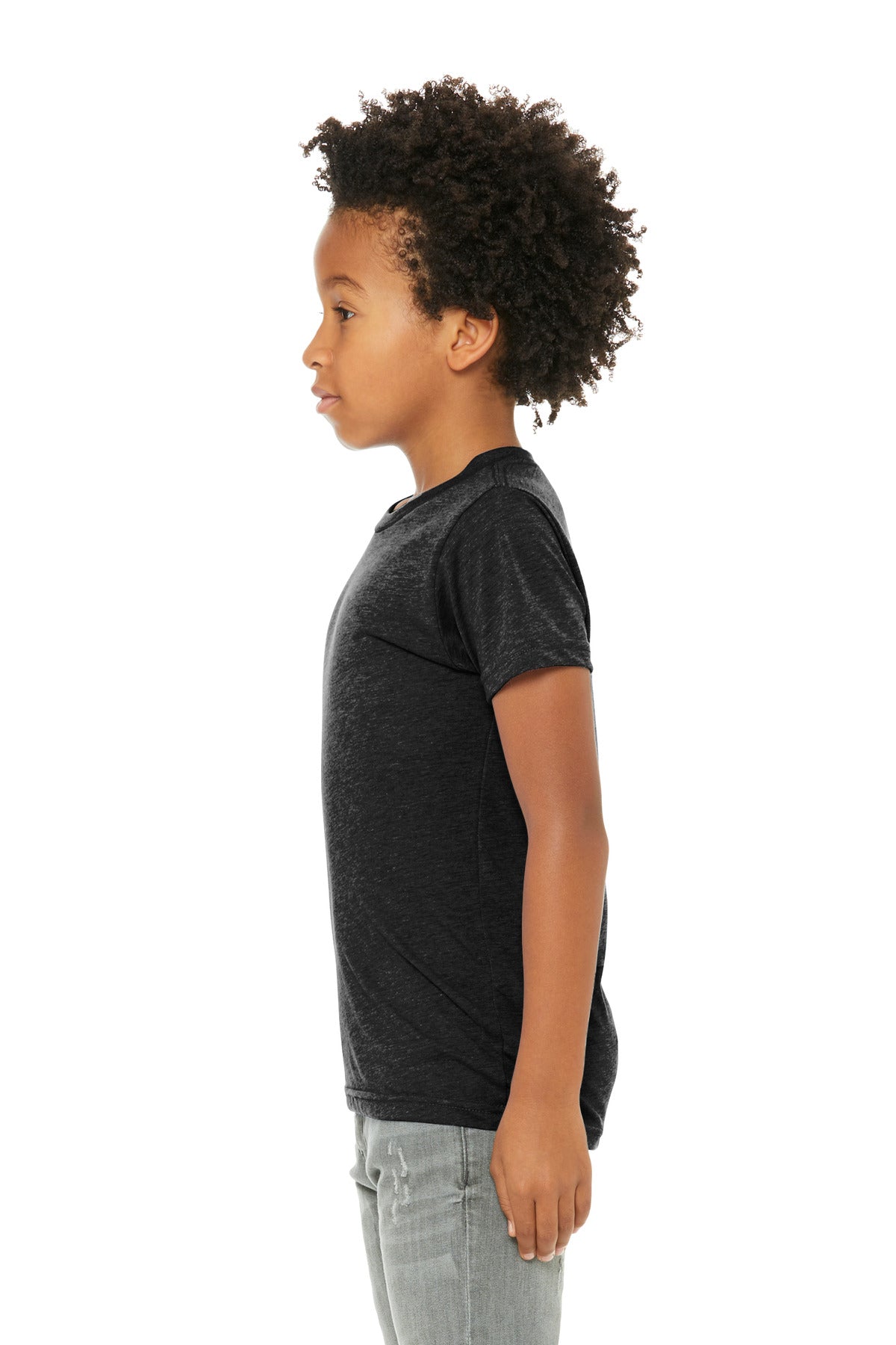 BELLA+CANVAS Youth Triblend Short Sleeve Tee. BC3413Y - Charcoal Black Triblend - side