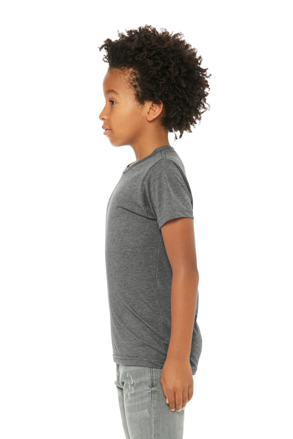 BELLA+CANVAS Youth Triblend Short Sleeve Tee. BC3413Y - Grey Triblend - side