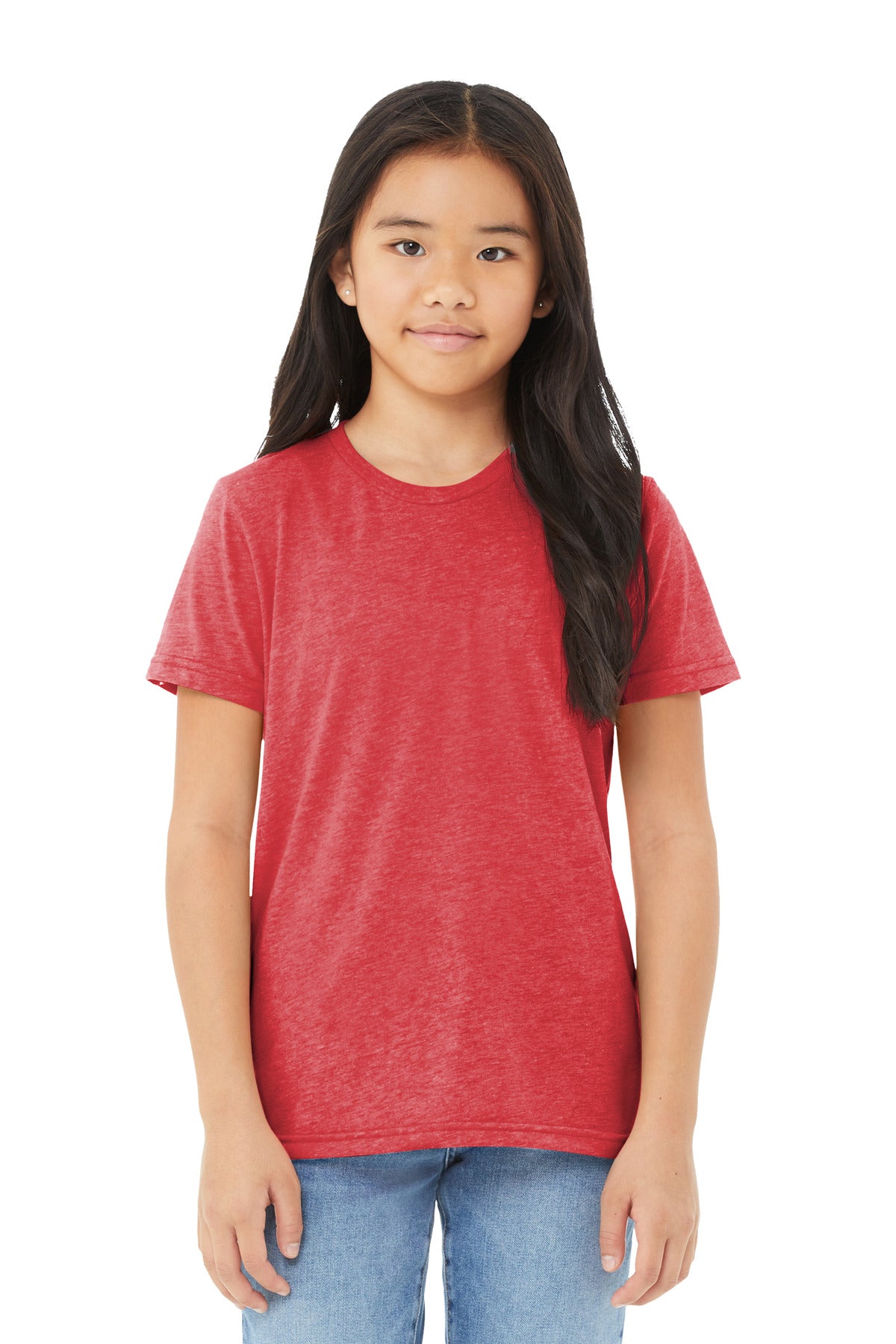 BELLA+CANVAS Youth Triblend Short Sleeve Tee. BC3413Y - Red Triblend - front