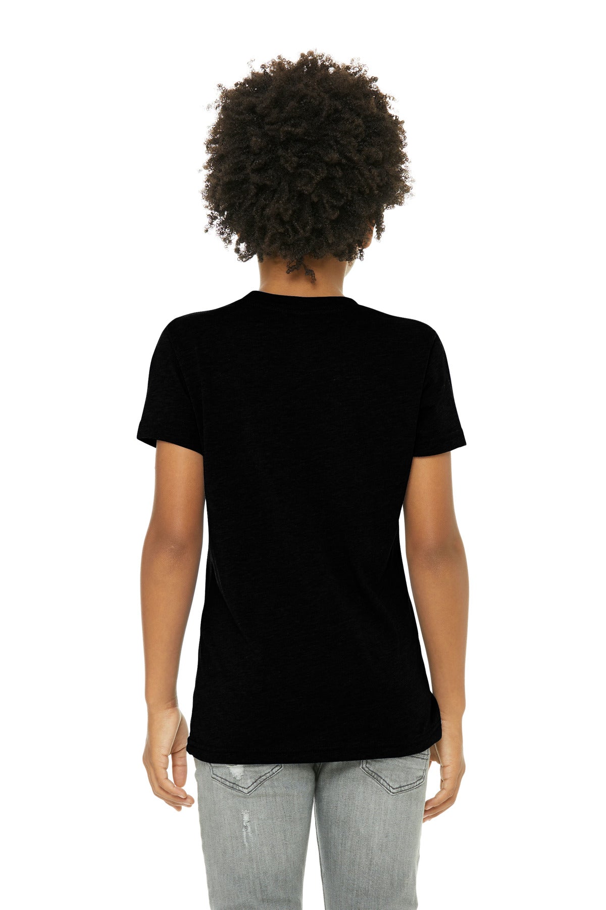 BELLA+CANVAS Youth Triblend Short Sleeve Tee. BC3413Y - Solid Black Triblend - back