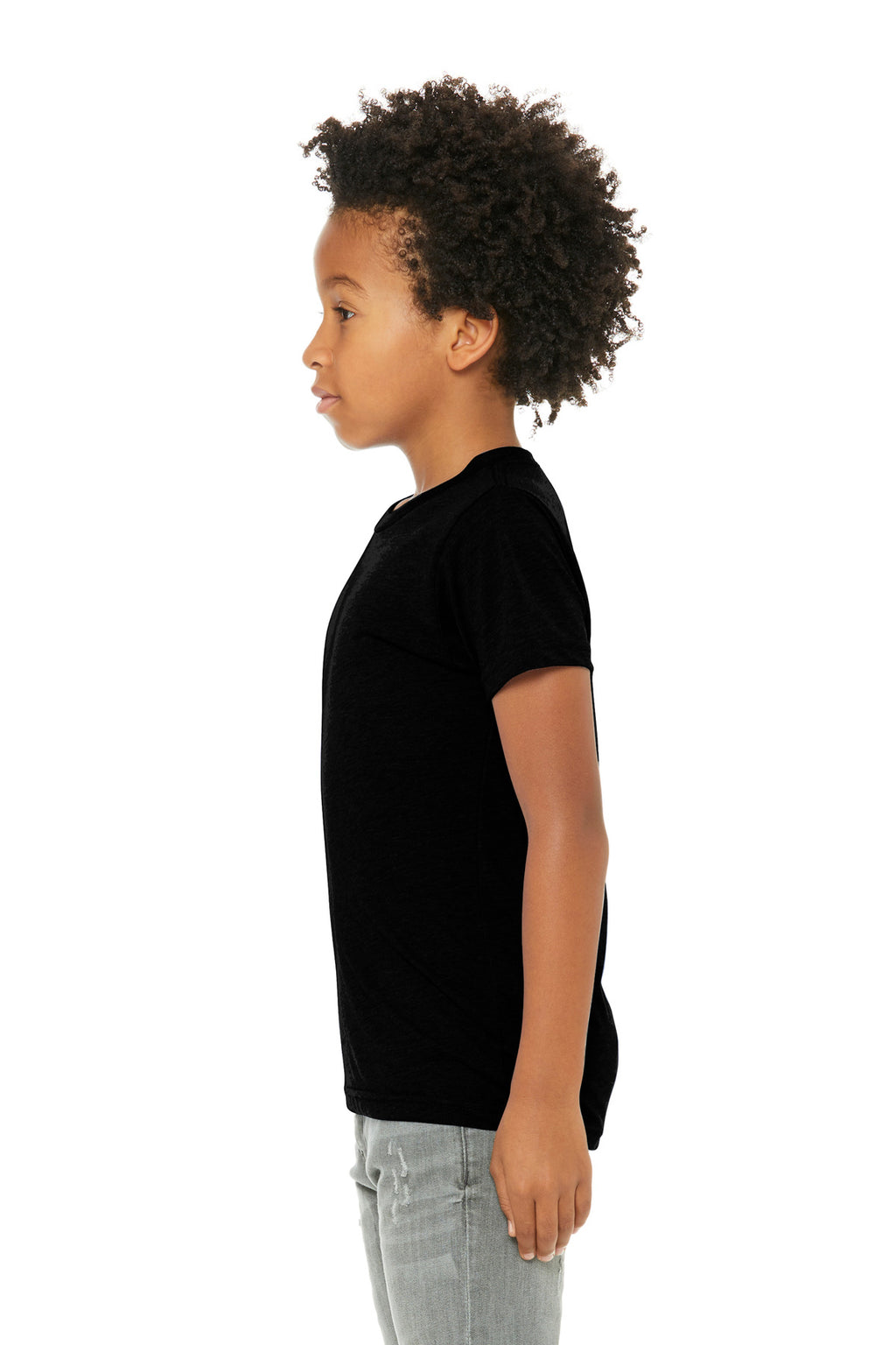 BELLA+CANVAS Youth Triblend Short Sleeve Tee. BC3413Y - Solid Black Triblend - side