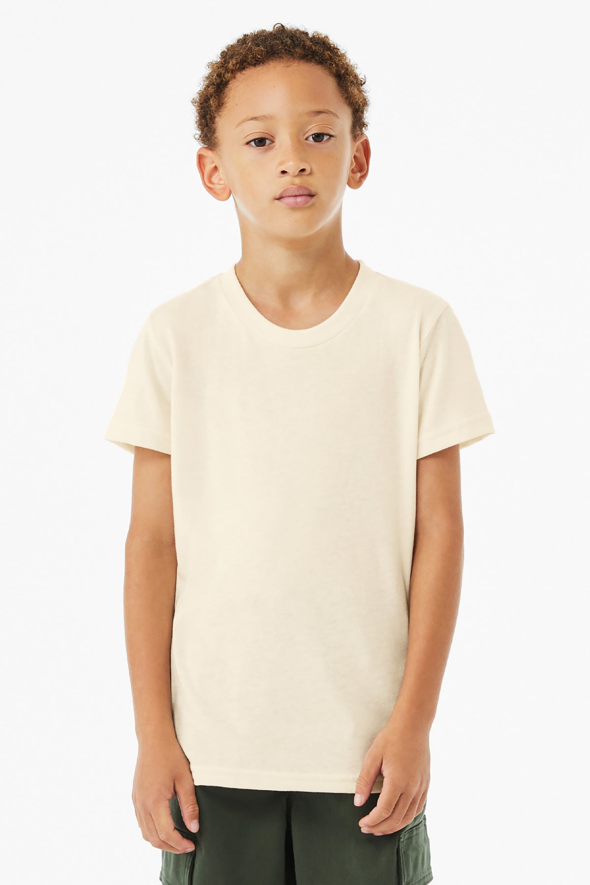 BELLA+CANVAS Youth Triblend Short Sleeve Tee. BC3413Y - Solid Natural Triblend - front