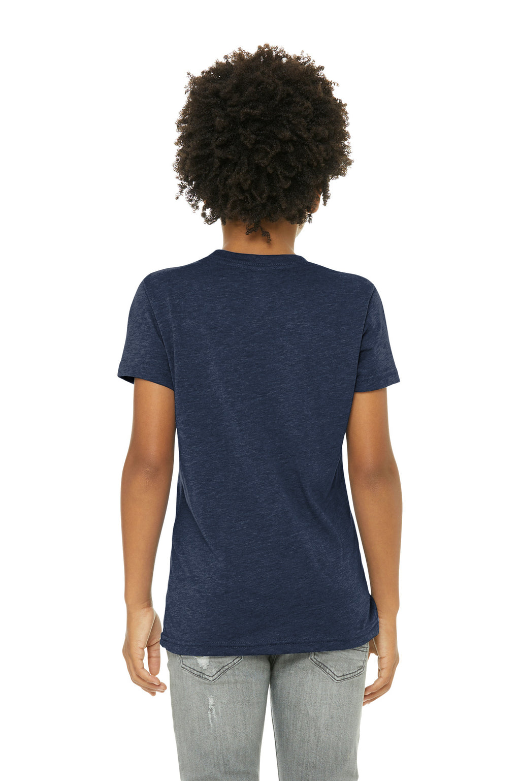BELLA+CANVAS Youth Triblend Short Sleeve Tee. BC3413Y - Solid Navy Triblend - back
