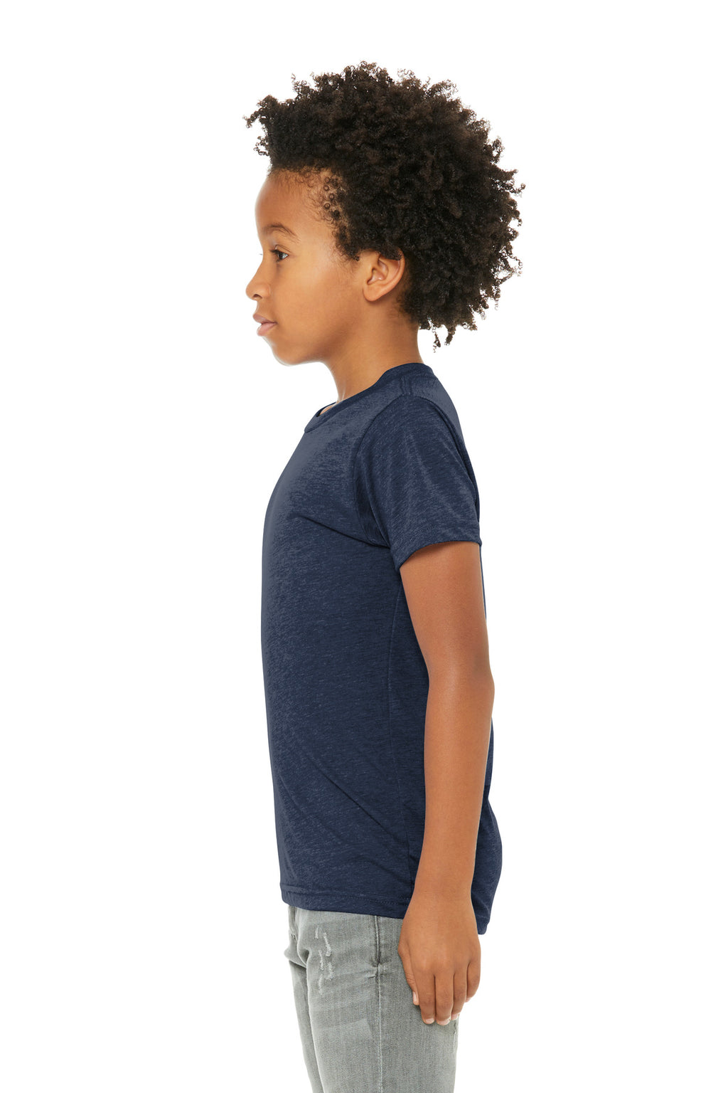 BELLA+CANVAS Youth Triblend Short Sleeve Tee. BC3413Y - Solid Navy Triblend - side