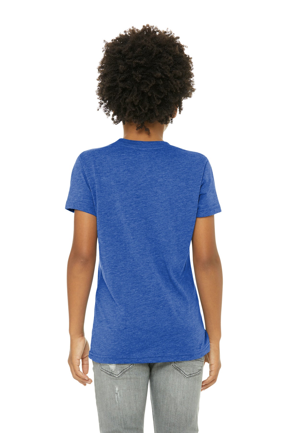 BELLA+CANVAS Youth Triblend Short Sleeve Tee. BC3413Y - True Royal Triblend - back
