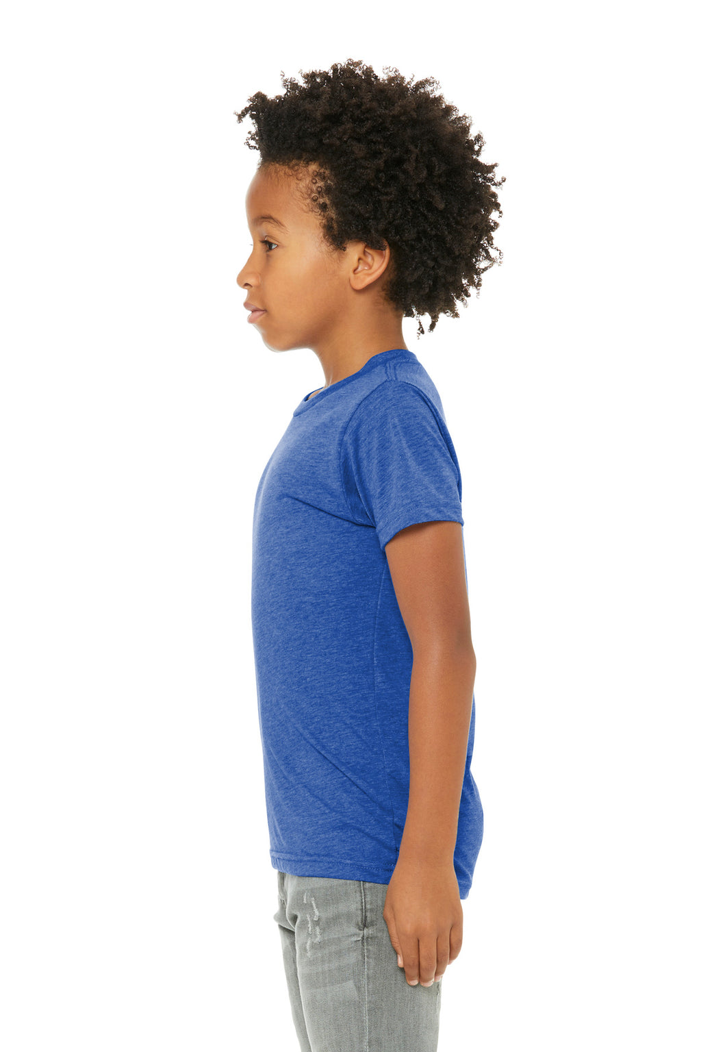 BELLA+CANVAS Youth Triblend Short Sleeve Tee. BC3413Y - True Royal Triblend - side