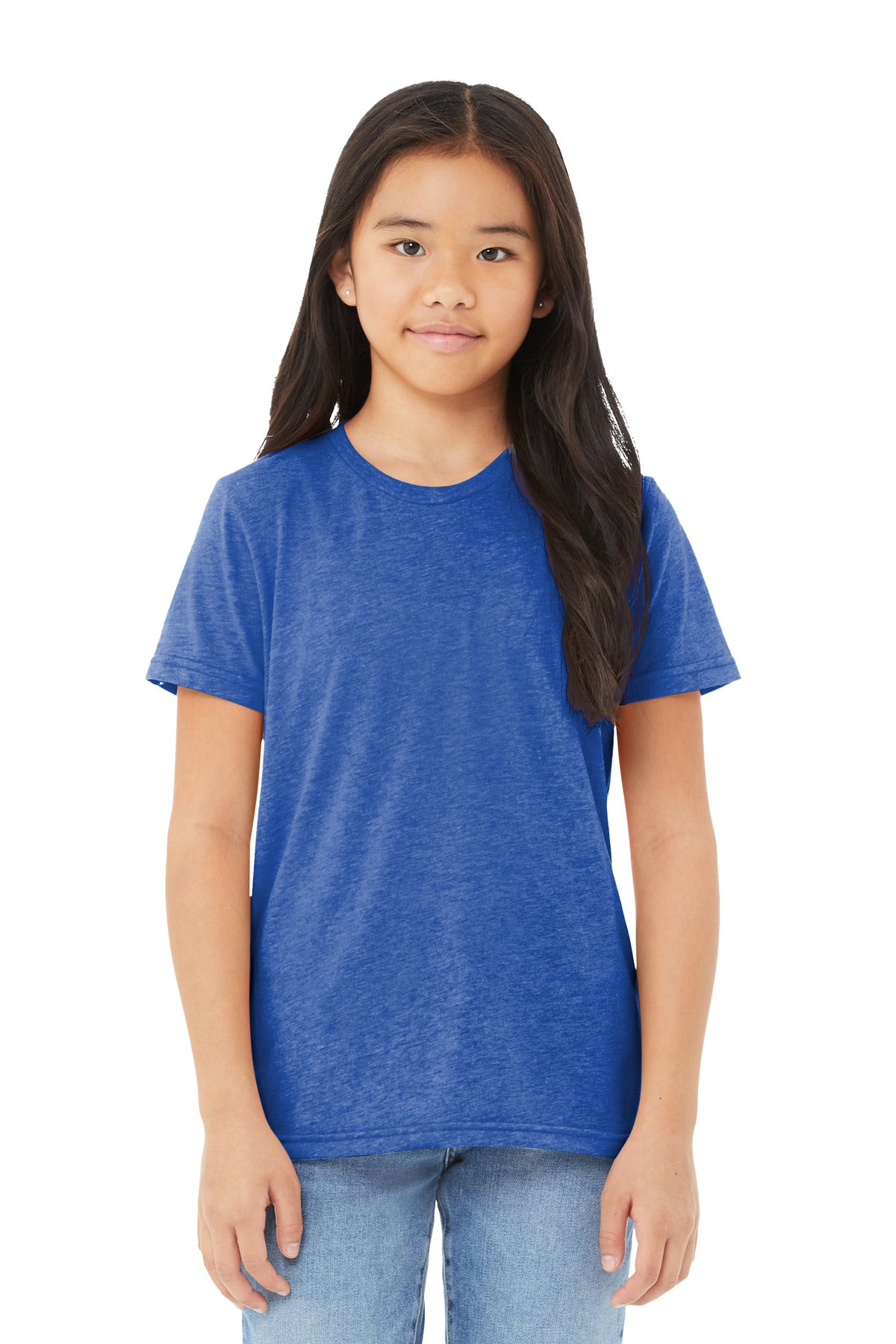BELLA+CANVAS Youth Triblend Short Sleeve Tee. BC3413Y - True Royal Triblend - front