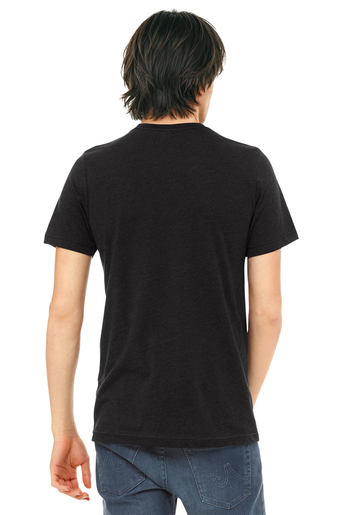 BELLA+CANVAS Unisex Triblend Short Sleeve Tee. BC3413 - Black Heather Triblend - back