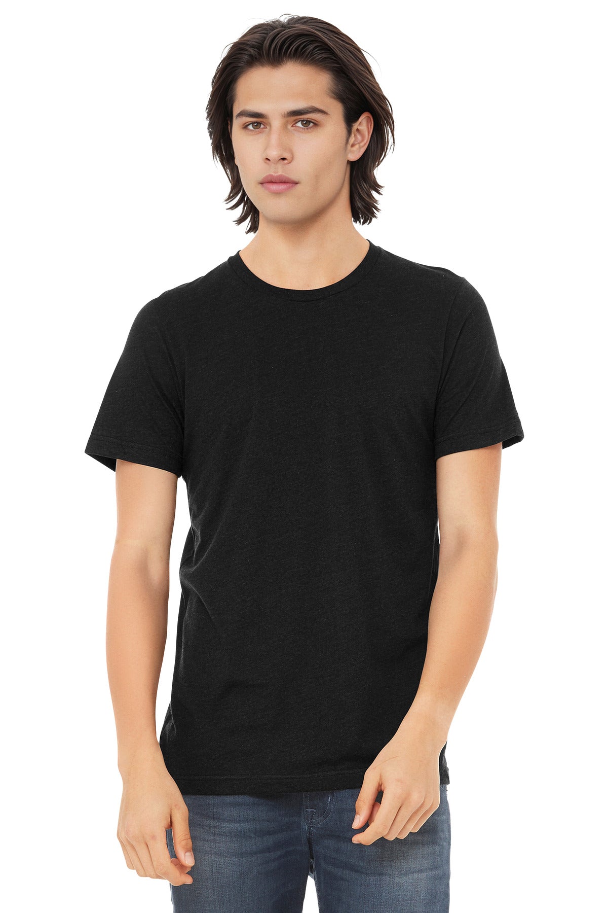 BELLA+CANVAS Unisex Triblend Short Sleeve Tee. BC3413 - Black Heather Triblend - front