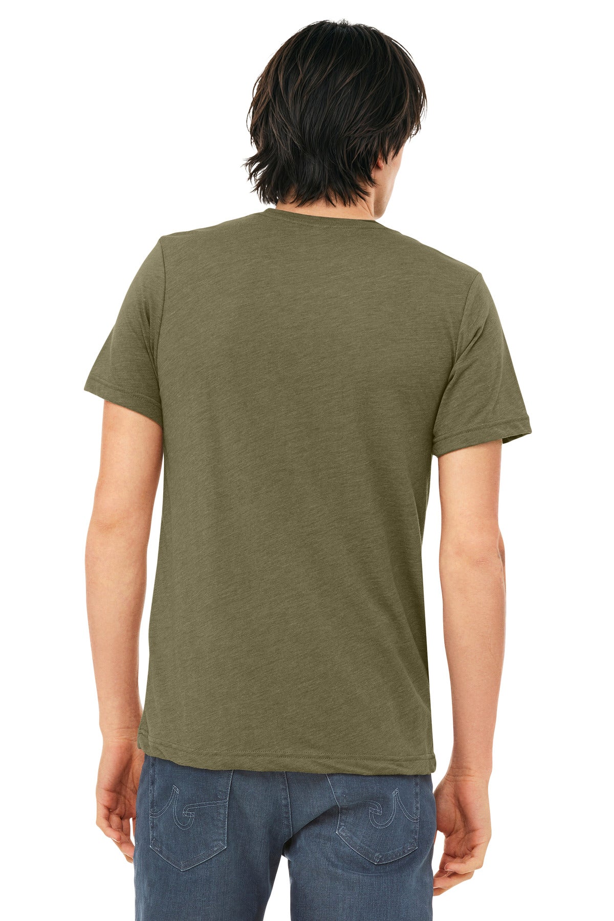 BELLA+CANVAS Unisex Triblend Short Sleeve Tee. BC3413 - Olive Triblend - back