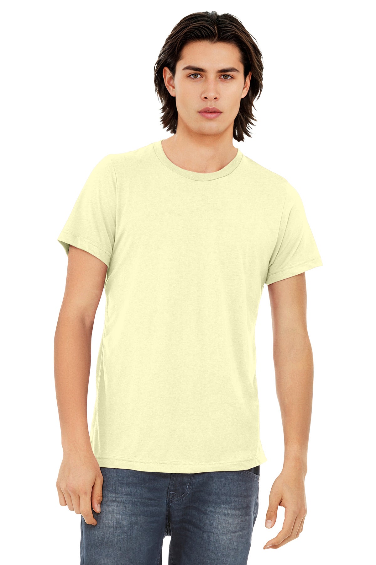 BELLA+CANVAS Unisex Triblend Short Sleeve Tee. BC3413 - Pale Yellow Triblend - front