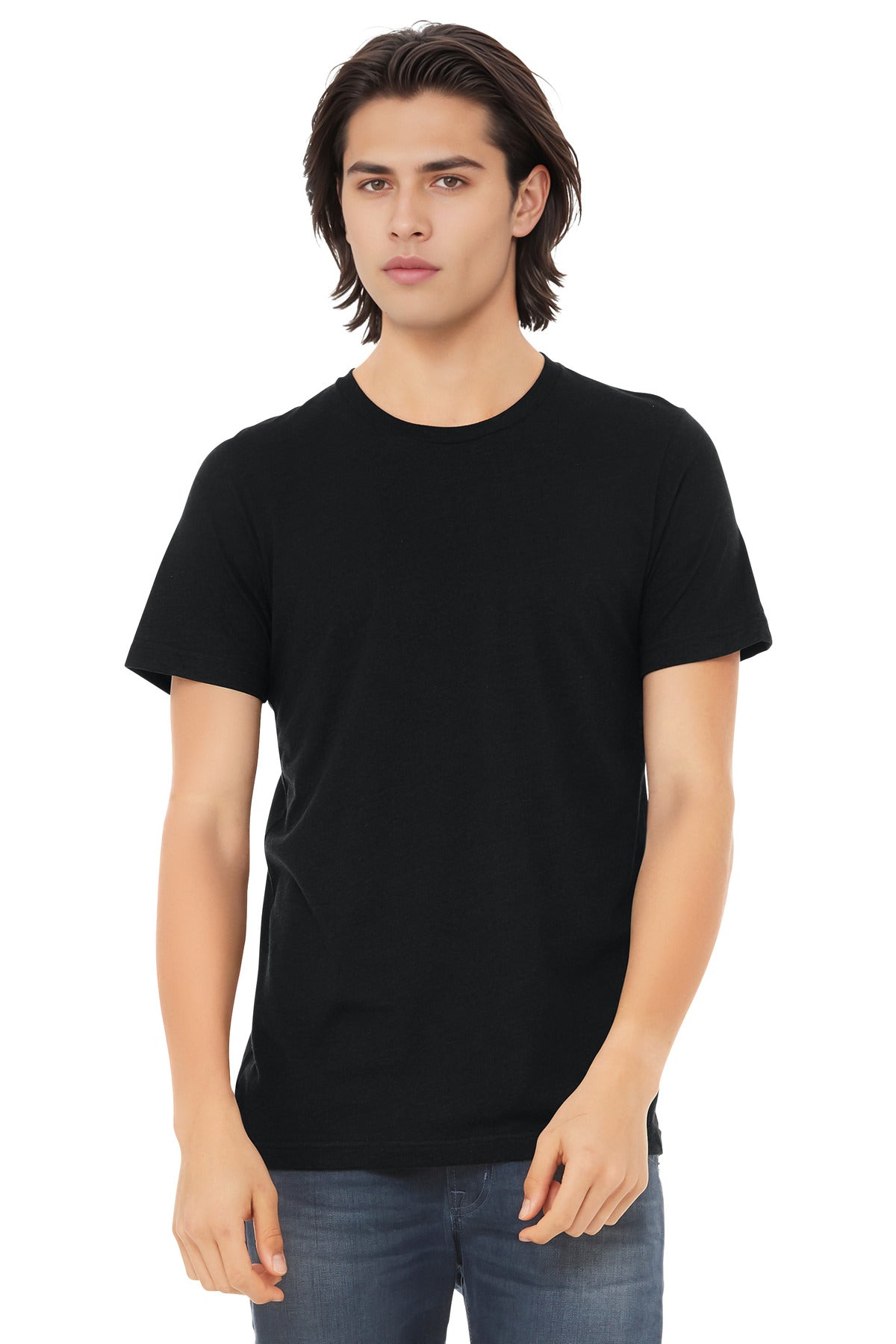 BELLA+CANVAS Unisex Triblend Short Sleeve Tee. BC3413 - Solid Black Triblend - front