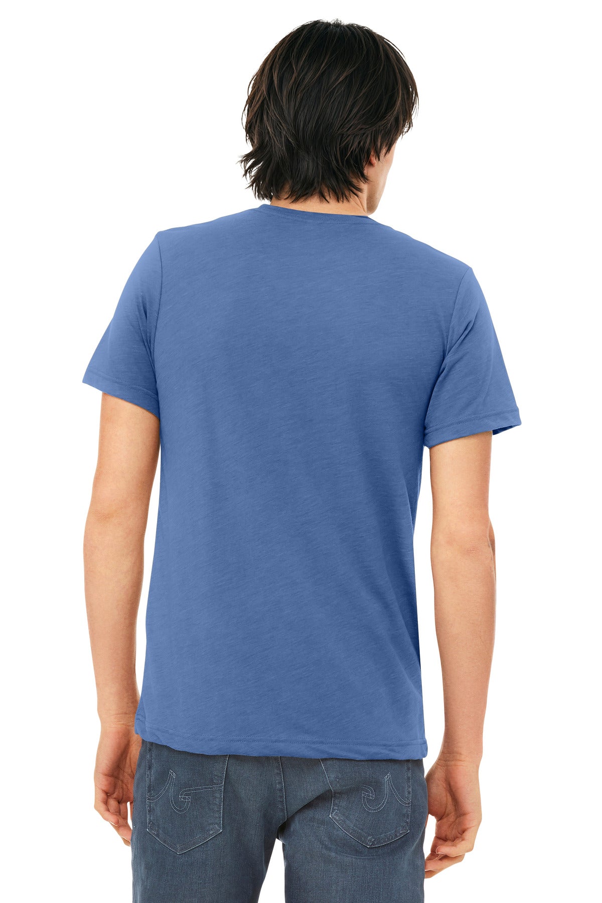 BELLA+CANVAS Unisex Triblend Short Sleeve Tee. BC3413 - Solid Blue Triblend - back