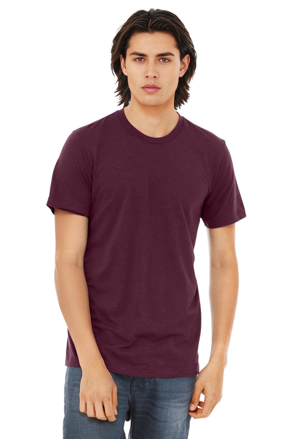 BELLA+CANVAS Unisex Triblend Short Sleeve Tee. BC3413 - Solid Maroon Triblend - front