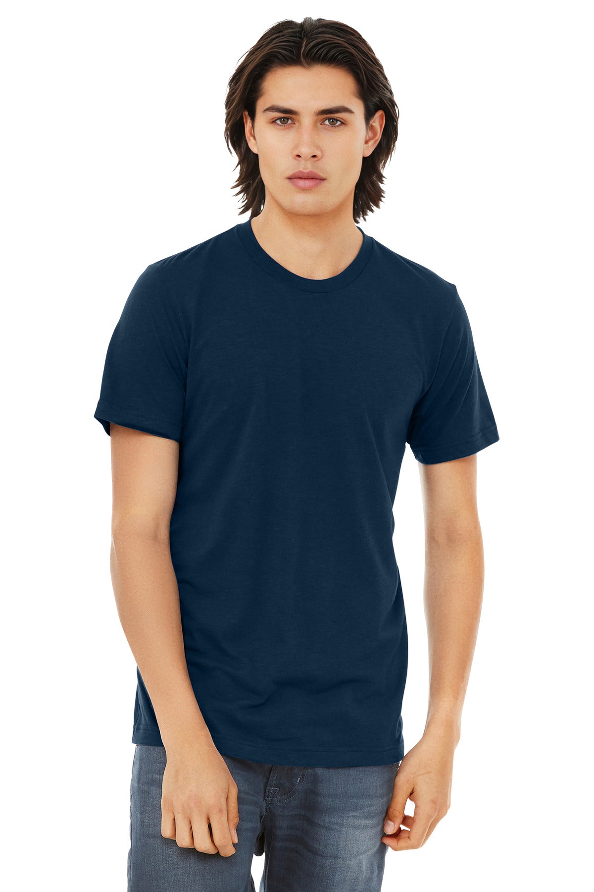BELLA+CANVAS Unisex Triblend Short Sleeve Tee. BC3413 - Solid Navy Triblend - front