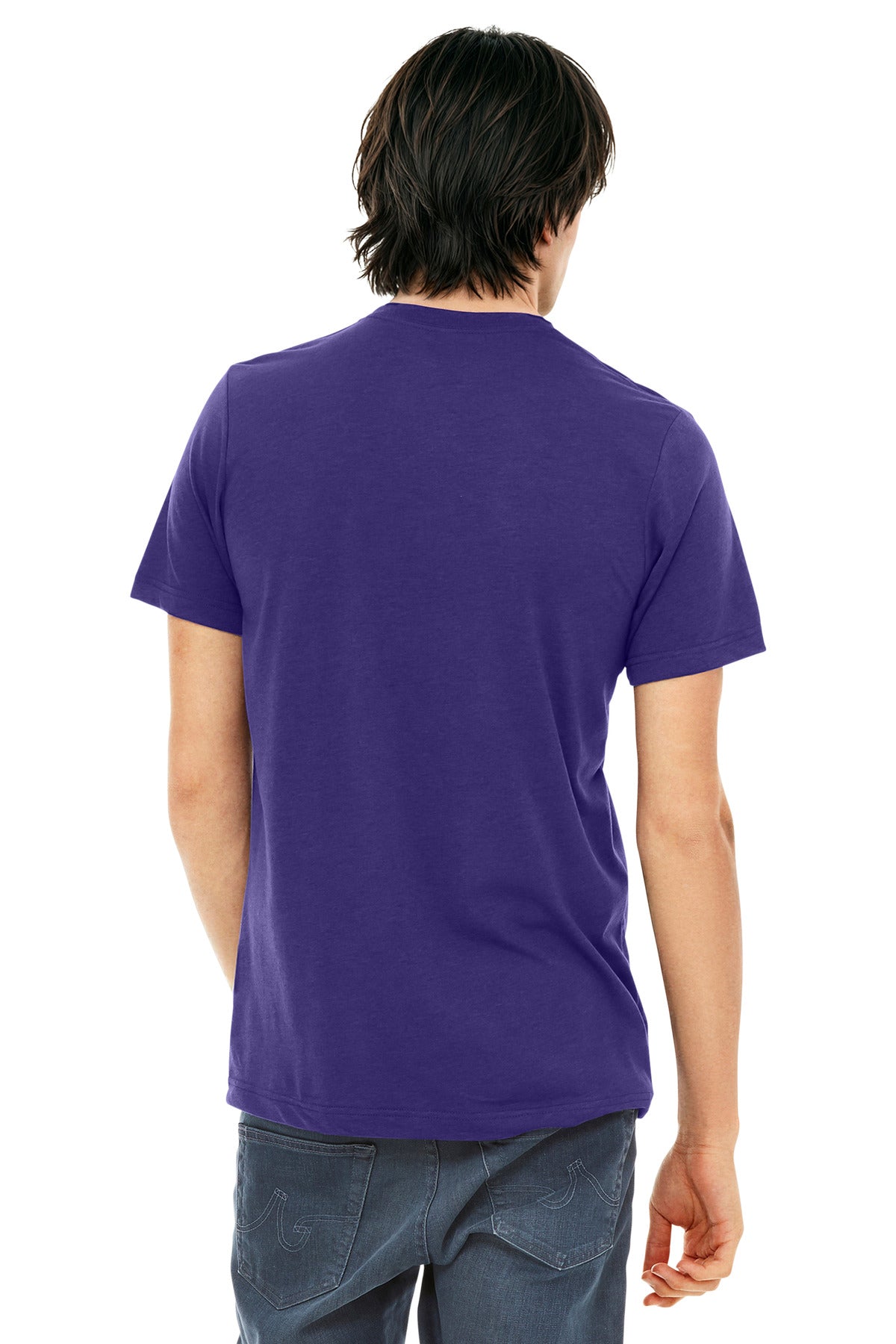 BELLA+CANVAS Unisex Triblend Short Sleeve Tee. BC3413 - Solid Team Purple Triblend - back