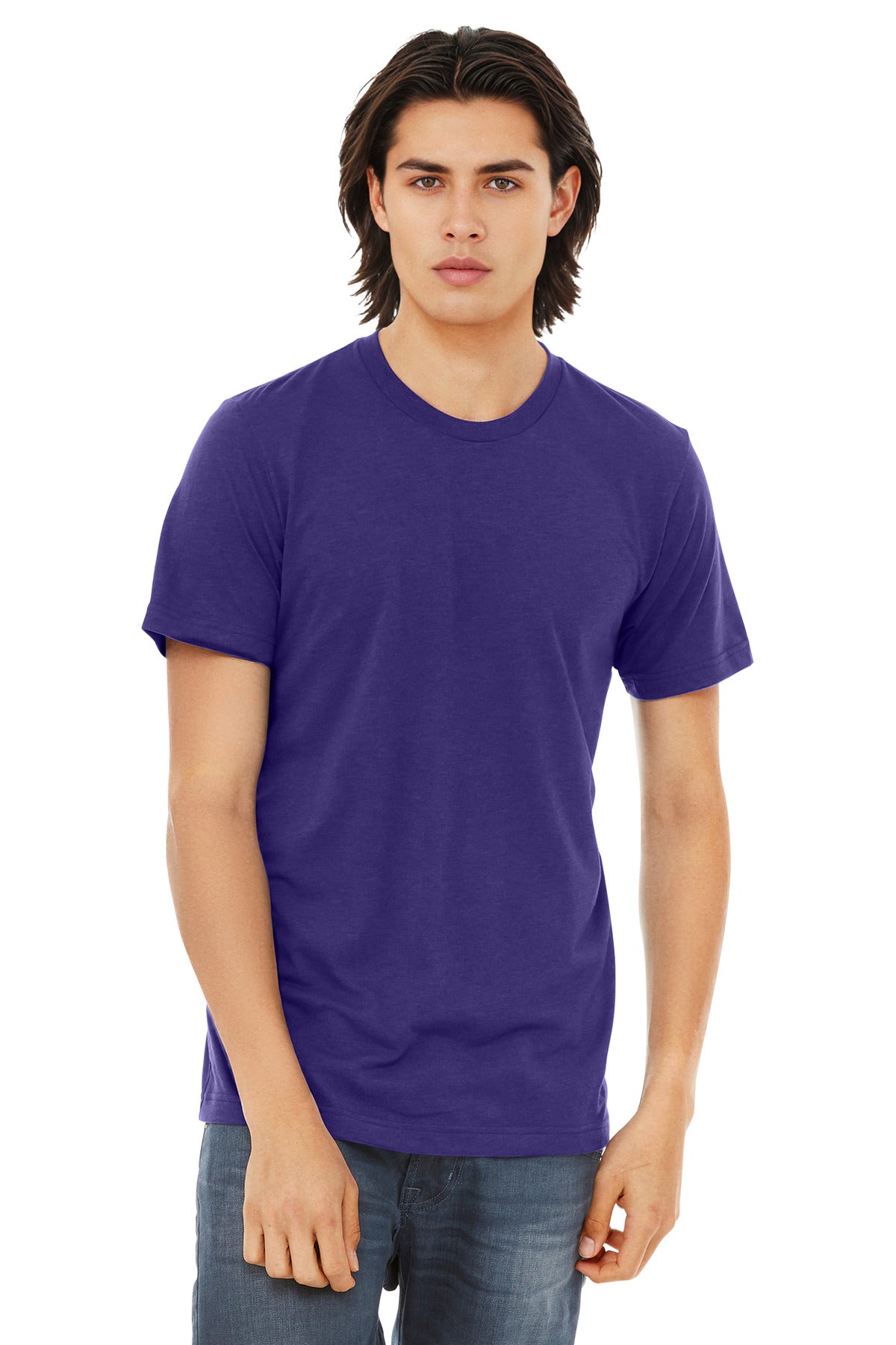 BELLA+CANVAS Unisex Triblend Short Sleeve Tee. BC3413 - Solid Team Purple Triblend - front