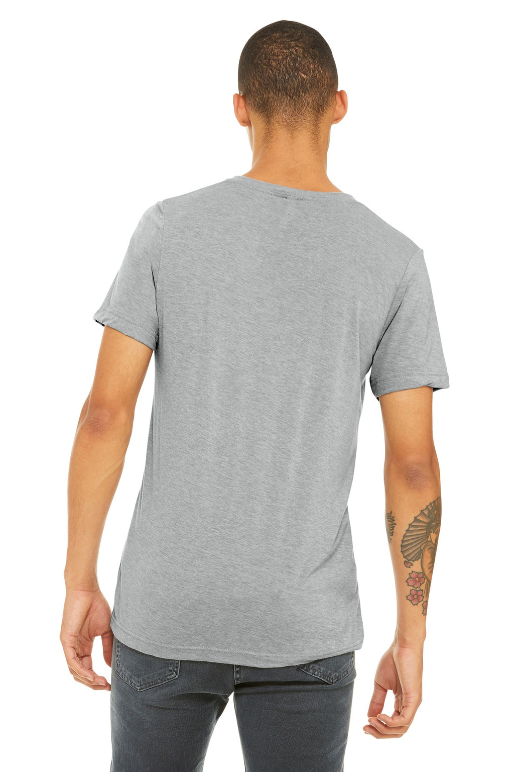 BELLA+CANVAS Unisex Triblend Short Sleeve V-Neck Tee. BC3415 - Athletic Grey Triblend - back