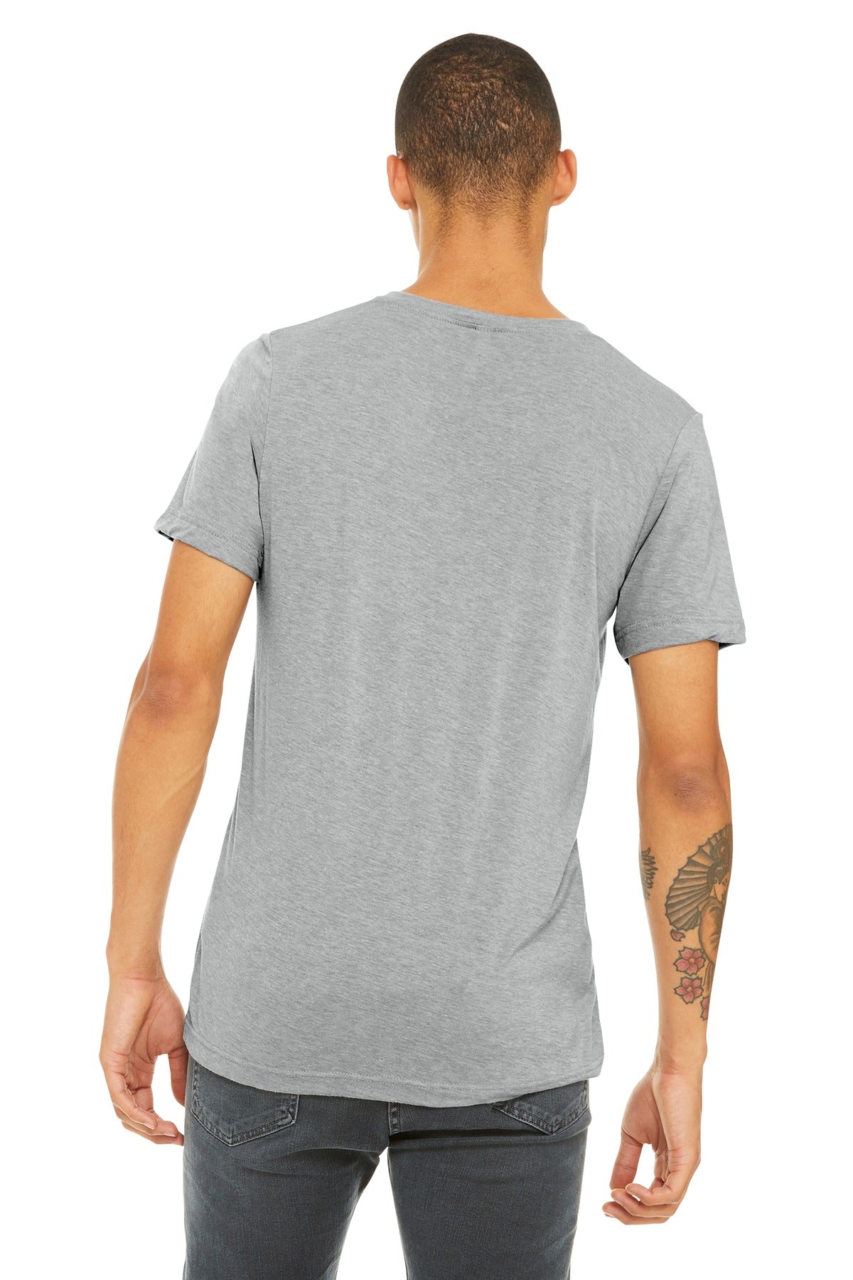 BELLA+CANVAS Unisex Triblend Short Sleeve V-Neck Tee. BC3415 - Athletic Grey Triblend - back